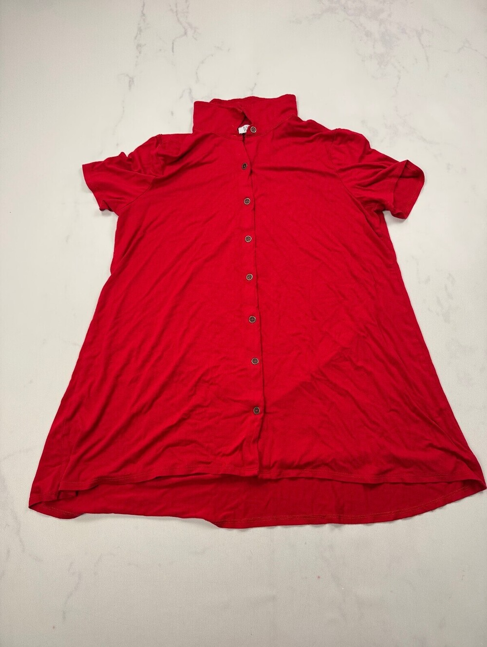 Kim Rogers Button-Up Shirt Dress Red 90s VTG Button Front - Womens M